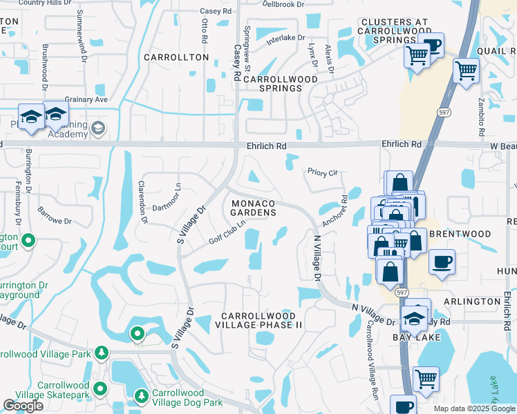 map of restaurants, bars, coffee shops, grocery stores, and more near 4234 Forester Lane in Tampa