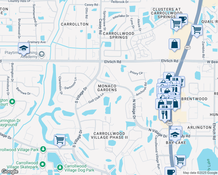 map of restaurants, bars, coffee shops, grocery stores, and more near 4234 Forester Lane in Tampa