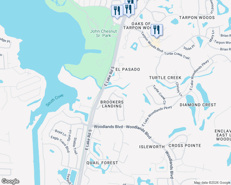 map of restaurants, bars, coffee shops, grocery stores, and more near 2131 Otter Way in Palm Harbor
