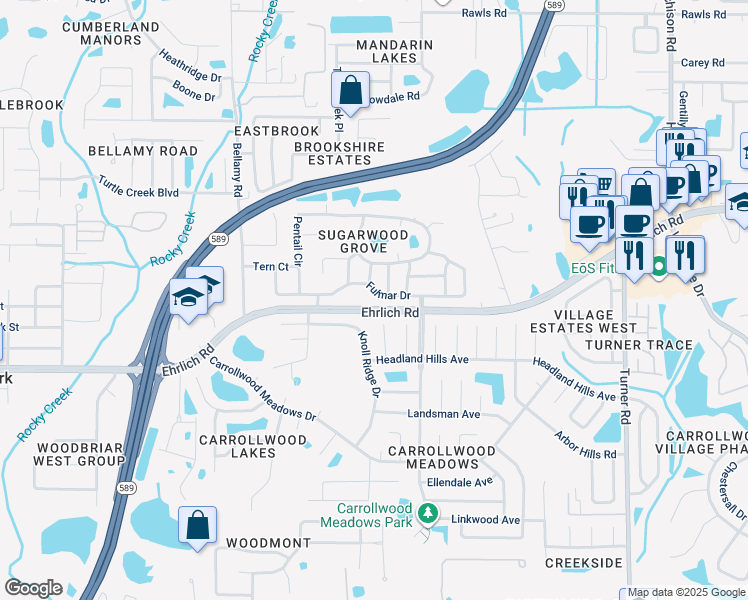 map of restaurants, bars, coffee shops, grocery stores, and more near 5464 Fulmar Drive in Tampa