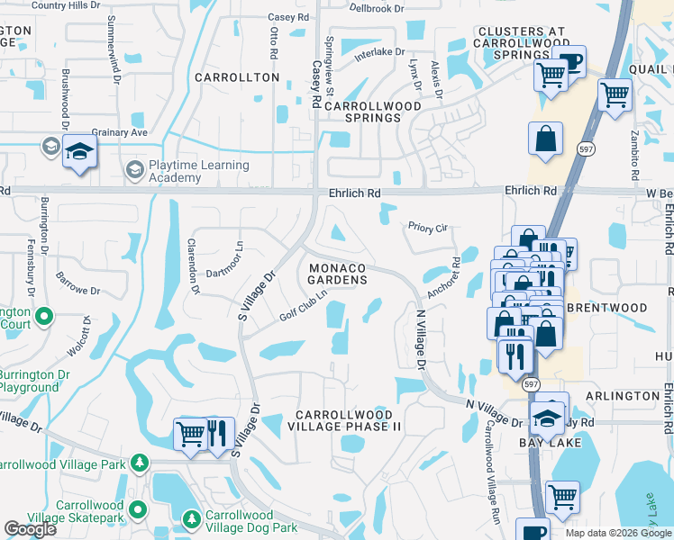 map of restaurants, bars, coffee shops, grocery stores, and more near 4234 Forester Lane in Tampa