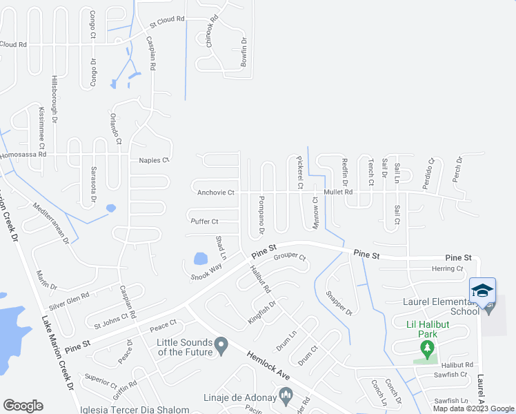 map of restaurants, bars, coffee shops, grocery stores, and more near 1708 Pompano Drive in Kissimmee