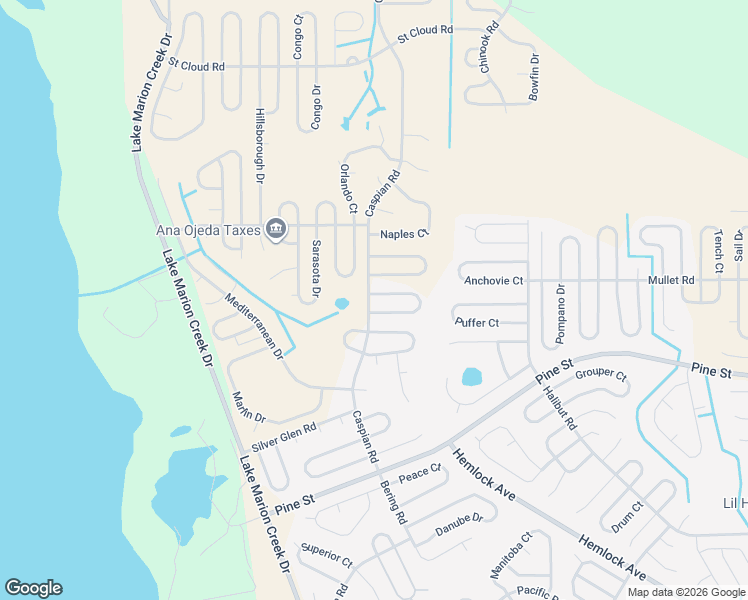 map of restaurants, bars, coffee shops, grocery stores, and more near 400 Mulberry Court in Poinciana