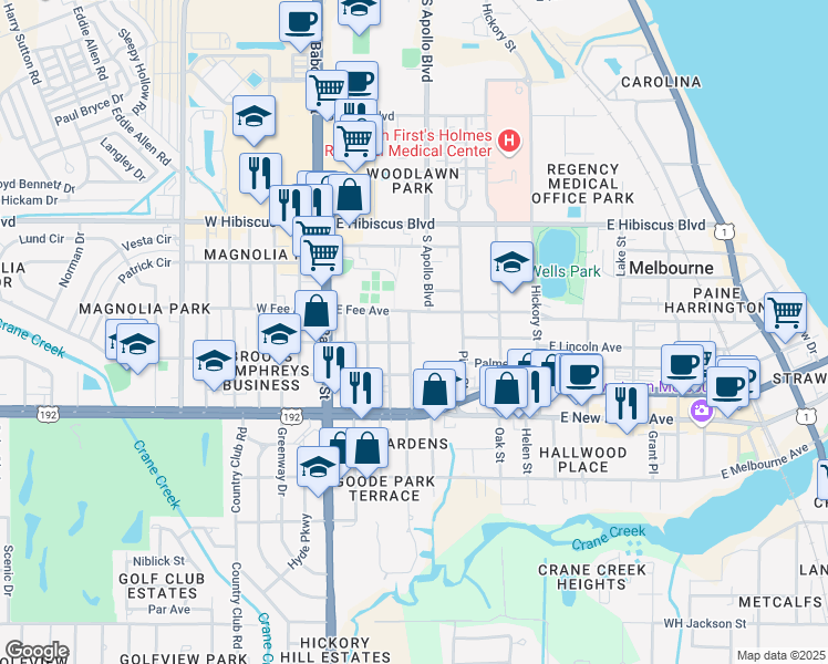 map of restaurants, bars, coffee shops, grocery stores, and more near 1707 Stockton Street in Melbourne