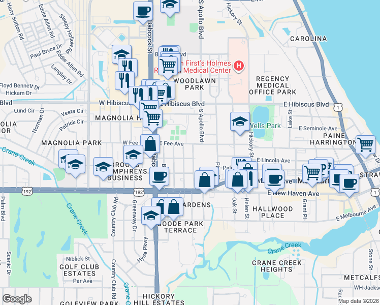 map of restaurants, bars, coffee shops, grocery stores, and more near 1706 Stockton Street in Melbourne