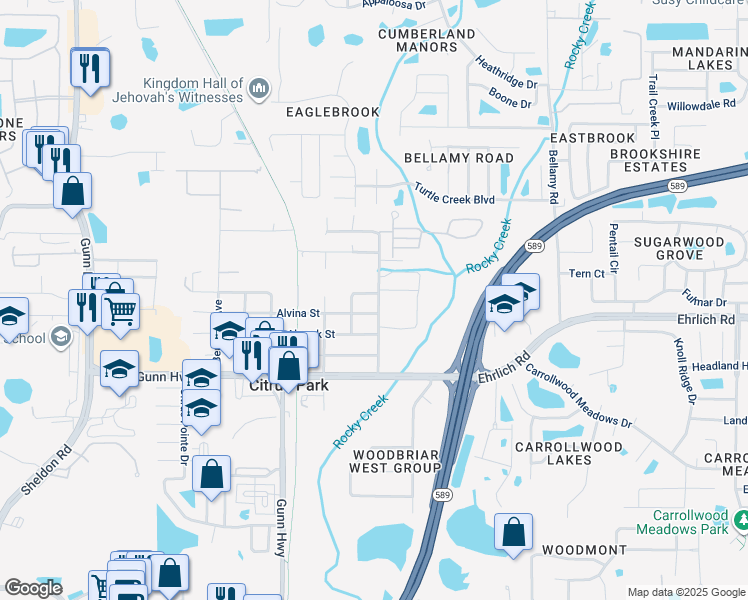 map of restaurants, bars, coffee shops, grocery stores, and more near 7302 Amherst Street in Tampa