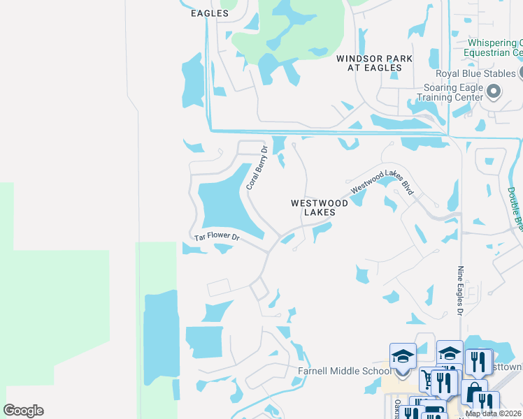 map of restaurants, bars, coffee shops, grocery stores, and more near 14613 Coral Berry Drive in Tampa