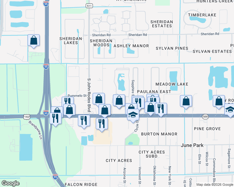 map of restaurants, bars, coffee shops, grocery stores, and more near 326 Lago Circle in West Melbourne