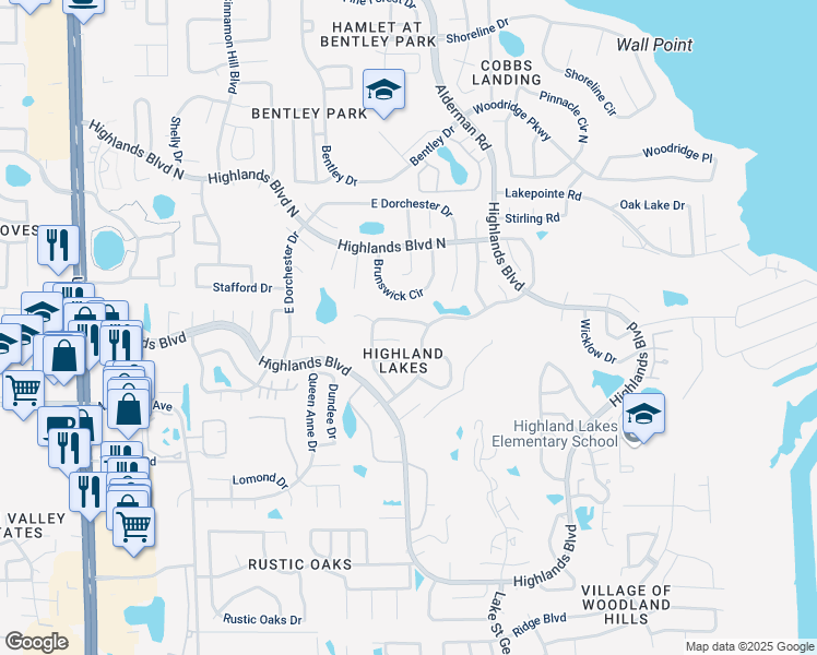 map of restaurants, bars, coffee shops, grocery stores, and more near 1635 Glengarry Dr in Palm Harbor