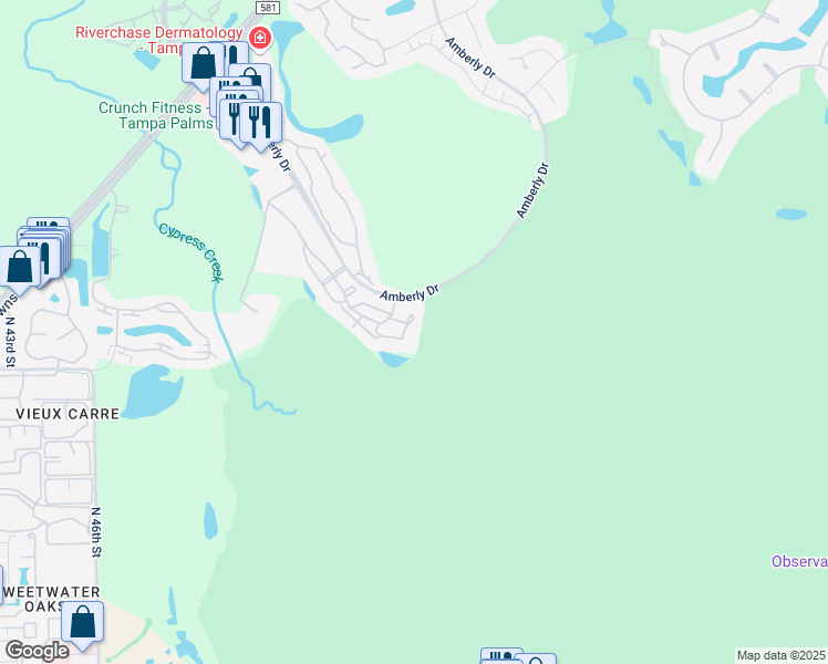 map of restaurants, bars, coffee shops, grocery stores, and more near 15451 Plantation Oaks Drive in Tampa