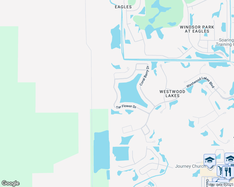 map of restaurants, bars, coffee shops, grocery stores, and more near 12834 Tar Flower Drive in Tampa