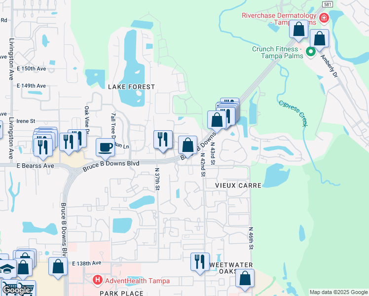map of restaurants, bars, coffee shops, grocery stores, and more near 4031 Tumbleweed Drive in Tampa
