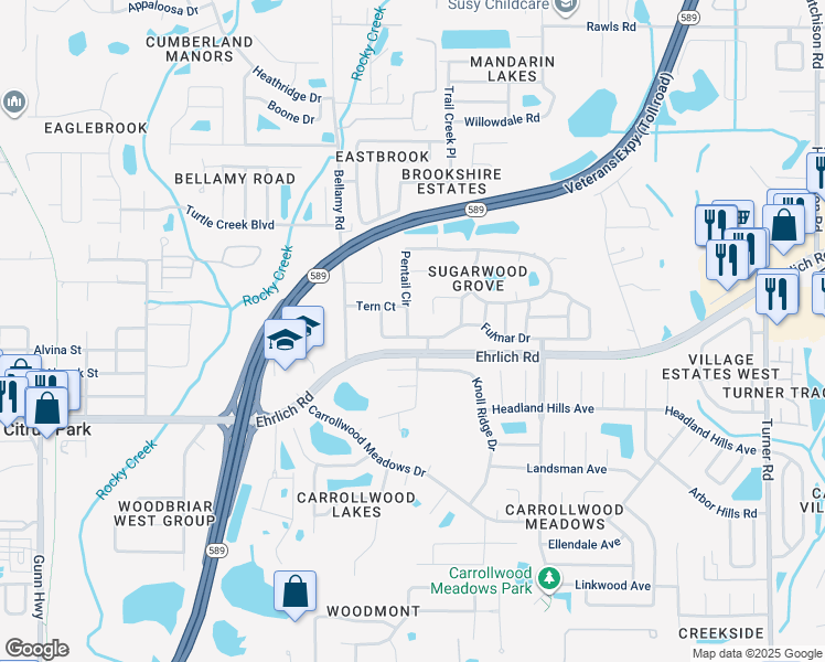 map of restaurants, bars, coffee shops, grocery stores, and more near 5523 Fulmar Dr in Tampa