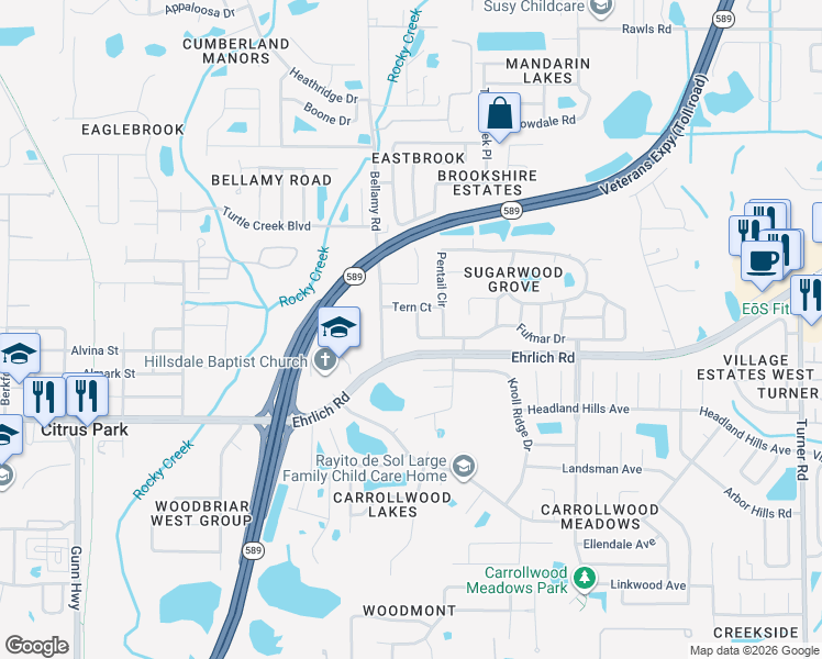 map of restaurants, bars, coffee shops, grocery stores, and more near 5608 Fulmar Drive in Tampa