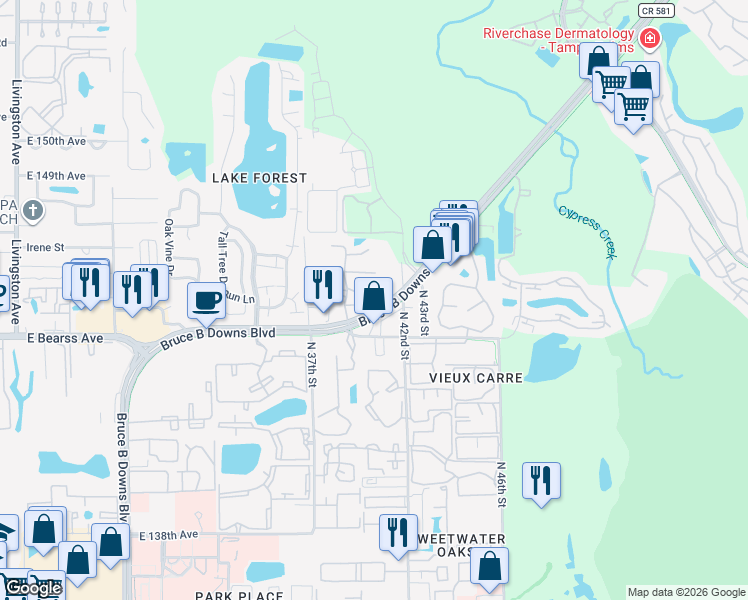 map of restaurants, bars, coffee shops, grocery stores, and more near in University