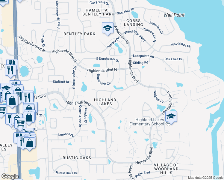 map of restaurants, bars, coffee shops, grocery stores, and more near 3276 Hilary Circle in Palm Harbor