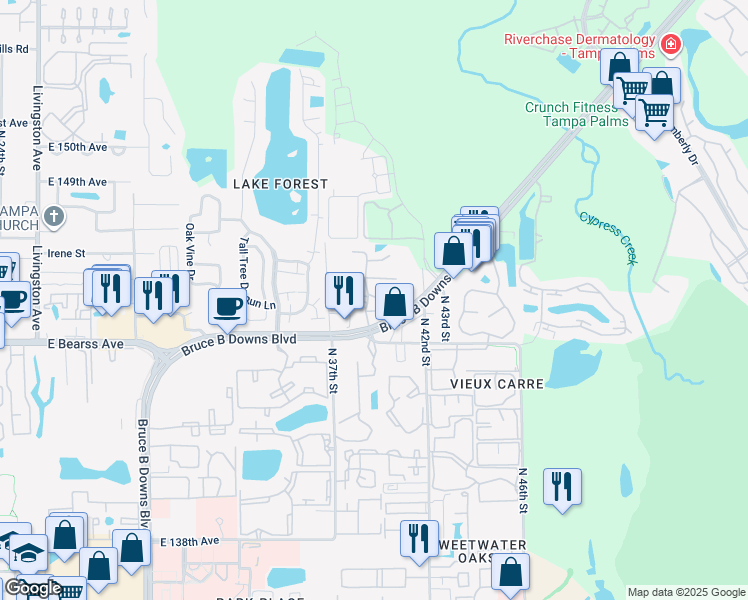 map of restaurants, bars, coffee shops, grocery stores, and more near 4031 Tumbleweed Drive in Tampa