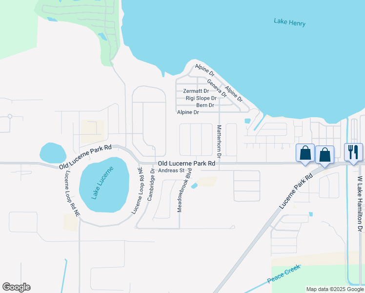 map of restaurants, bars, coffee shops, grocery stores, and more near 5899 Royal Hills Circle in Winter Haven