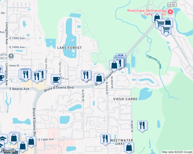 map of restaurants, bars, coffee shops, grocery stores, and more near in University
