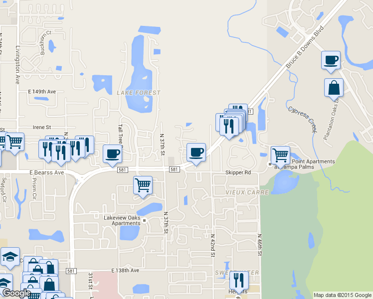 map of restaurants, bars, coffee shops, grocery stores, and more near in University