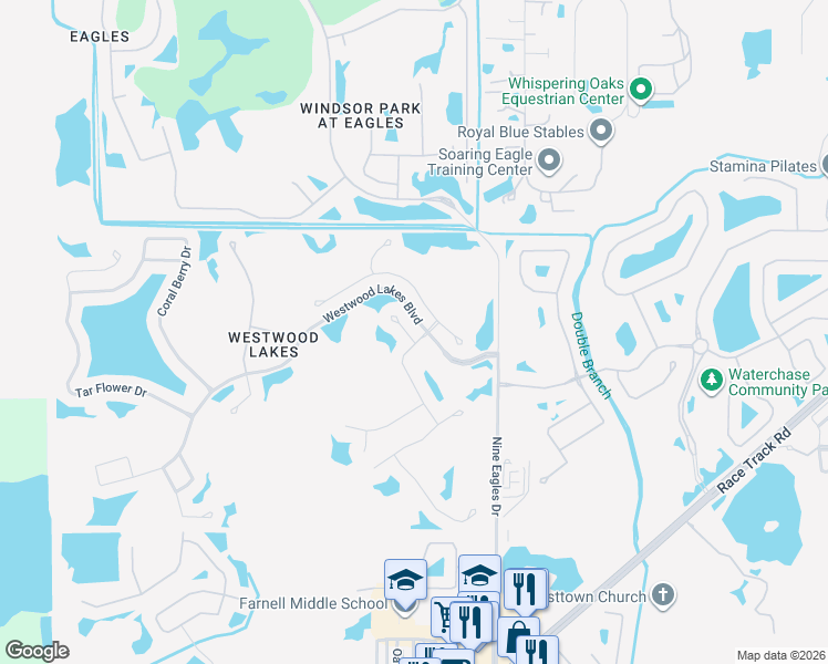 map of restaurants, bars, coffee shops, grocery stores, and more near 12502 Loquat Way in Tampa