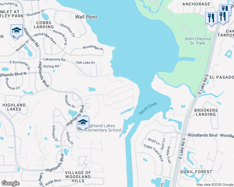 map of restaurants, bars, coffee shops, grocery stores, and more near 3828 Tarpon Pointe Circle in Palm Harbor