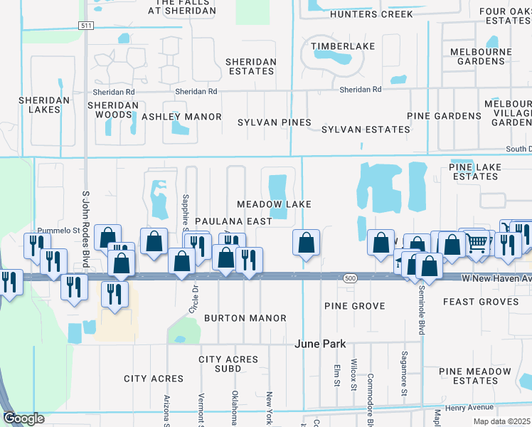 map of restaurants, bars, coffee shops, grocery stores, and more near 1792 Vista Lake Circle in Melbourne