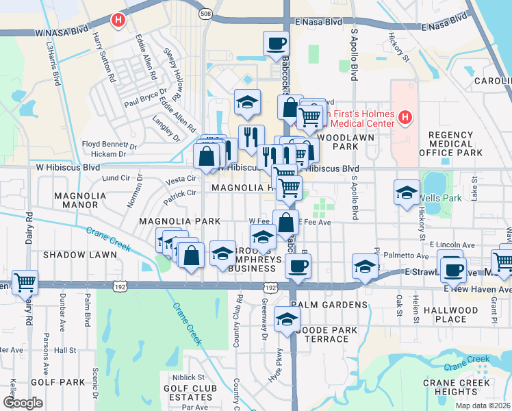 map of restaurants, bars, coffee shops, grocery stores, and more near 1612 Mitchell St in Melbourne