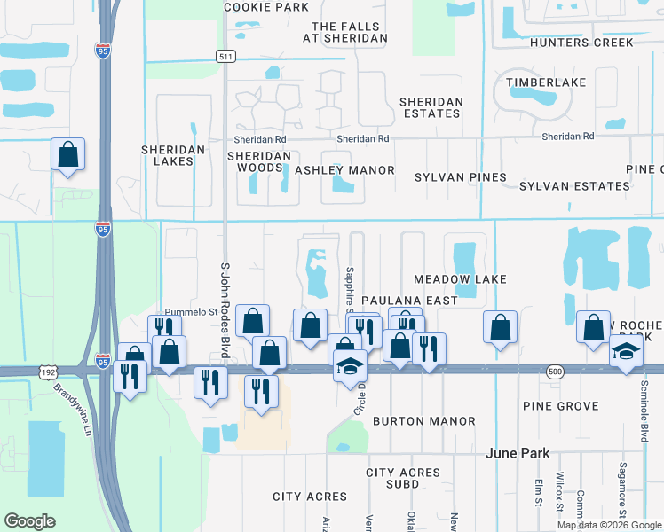 map of restaurants, bars, coffee shops, grocery stores, and more near 275 Lago Circle in West Melbourne