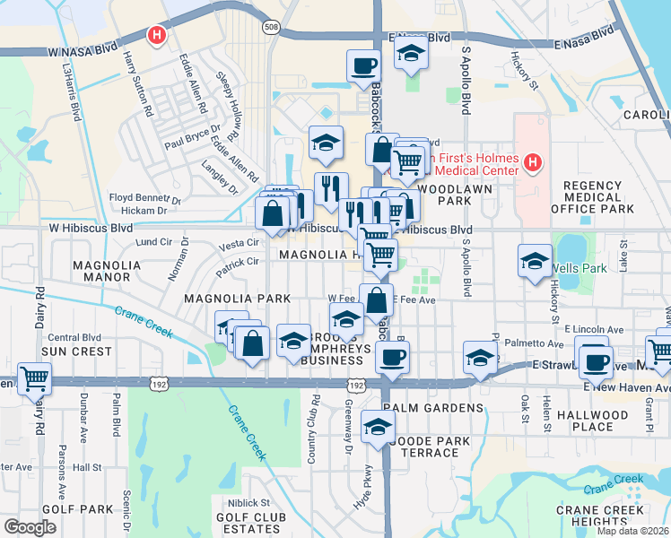 map of restaurants, bars, coffee shops, grocery stores, and more near 1616 Mitchell Street in Melbourne