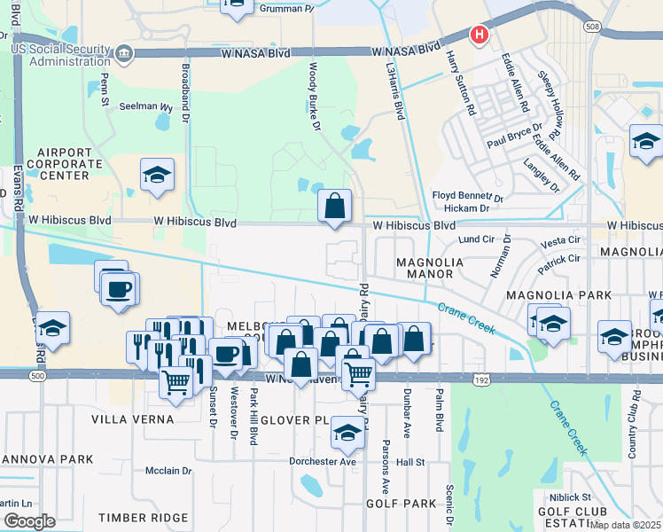 map of restaurants, bars, coffee shops, grocery stores, and more near 102 San Paulo Circle in Melbourne