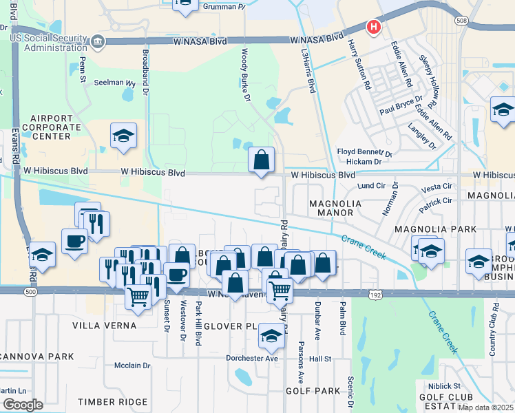 map of restaurants, bars, coffee shops, grocery stores, and more near 102 San Paulo Circle in Melbourne