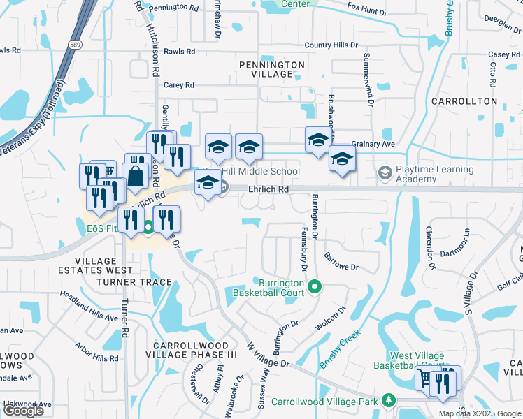 map of restaurants, bars, coffee shops, grocery stores, and more near 5105 Belmere Parkway in Tampa