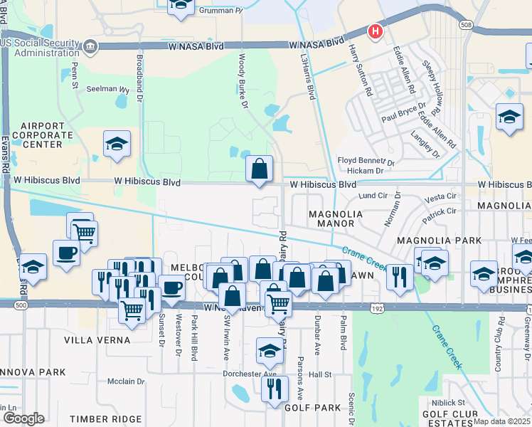 map of restaurants, bars, coffee shops, grocery stores, and more near 230 San Paulo Circle in West Melbourne