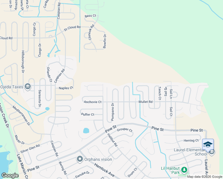 map of restaurants, bars, coffee shops, grocery stores, and more near 1607 Pompano Way in Poinciana