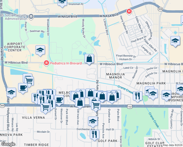 map of restaurants, bars, coffee shops, grocery stores, and more near 126 San Paulo Circle in Melbourne