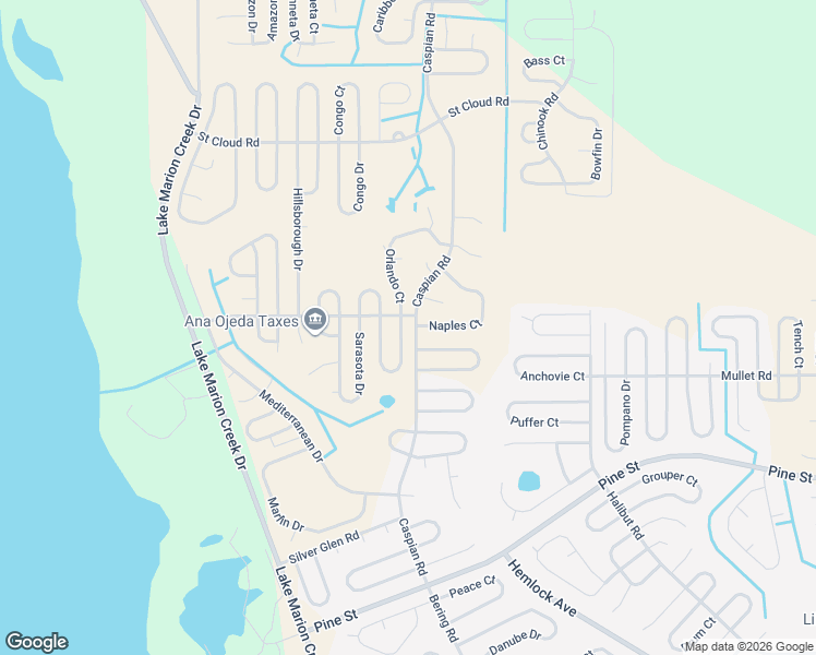map of restaurants, bars, coffee shops, grocery stores, and more near 402 Oakland Lane in Poinciana