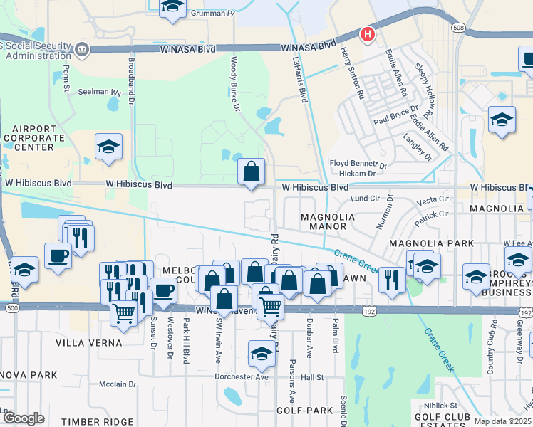 map of restaurants, bars, coffee shops, grocery stores, and more near 269 San Paulo Court in West Melbourne