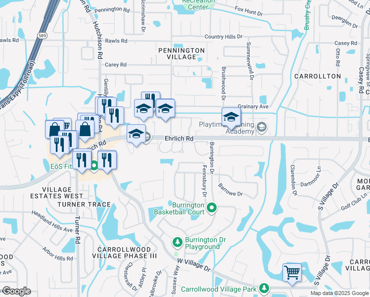 map of restaurants, bars, coffee shops, grocery stores, and more near 18 Belmere Parkway in Tampa