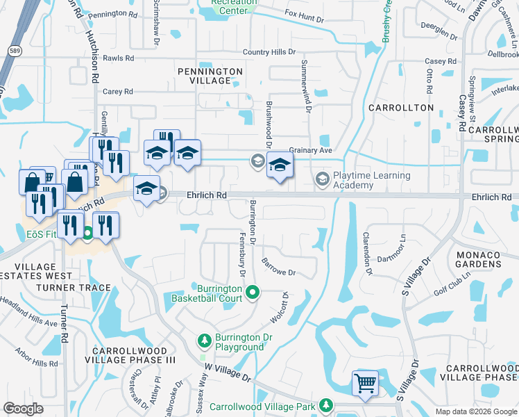map of restaurants, bars, coffee shops, grocery stores, and more near 4912 Cypress Trace Drive in Tampa