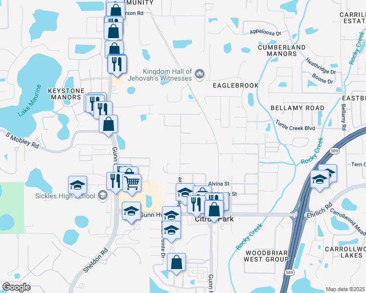 map of restaurants, bars, coffee shops, grocery stores, and more near 14811 Berkford Avenue in Tampa