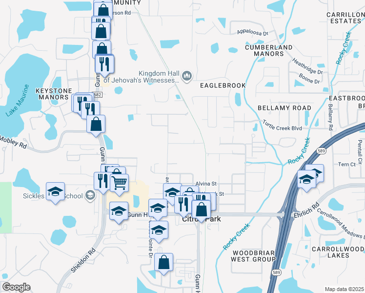 map of restaurants, bars, coffee shops, grocery stores, and more near 14811 Berkford Avenue in Tampa