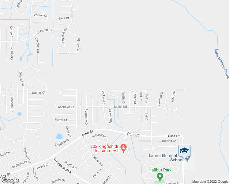 map of restaurants, bars, coffee shops, grocery stores, and more near 1630 Redfin Drive in Kissimmee