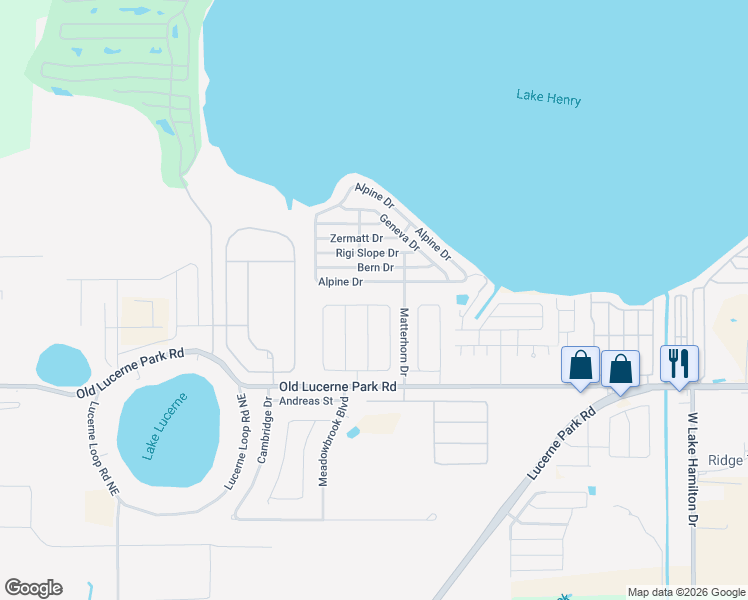 map of restaurants, bars, coffee shops, grocery stores, and more near 5804 Royal Hills Circle in Winter Haven