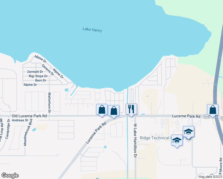 map of restaurants, bars, coffee shops, grocery stores, and more near 6825 South Lake Henry Drive in Winter Haven