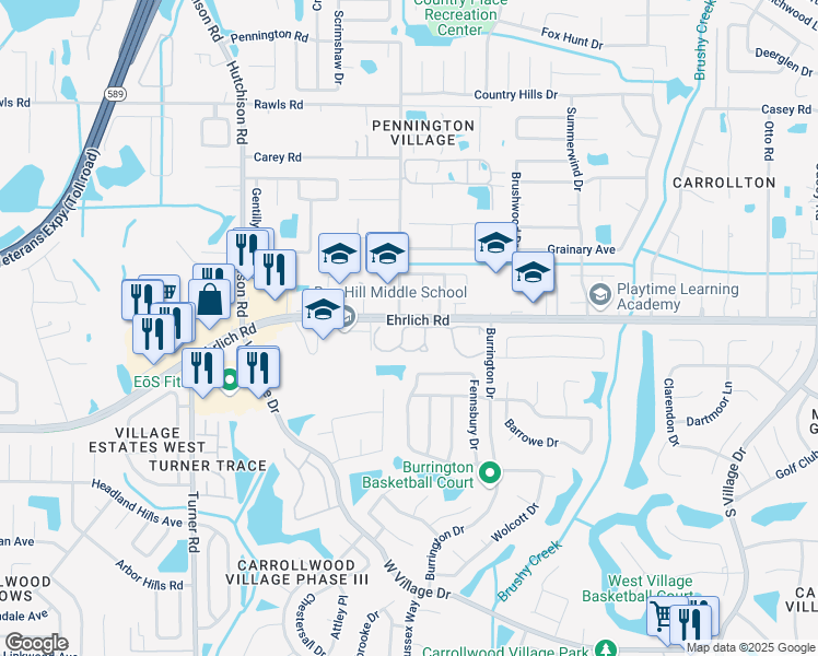 map of restaurants, bars, coffee shops, grocery stores, and more near 18 Belmere Parkway in Tampa