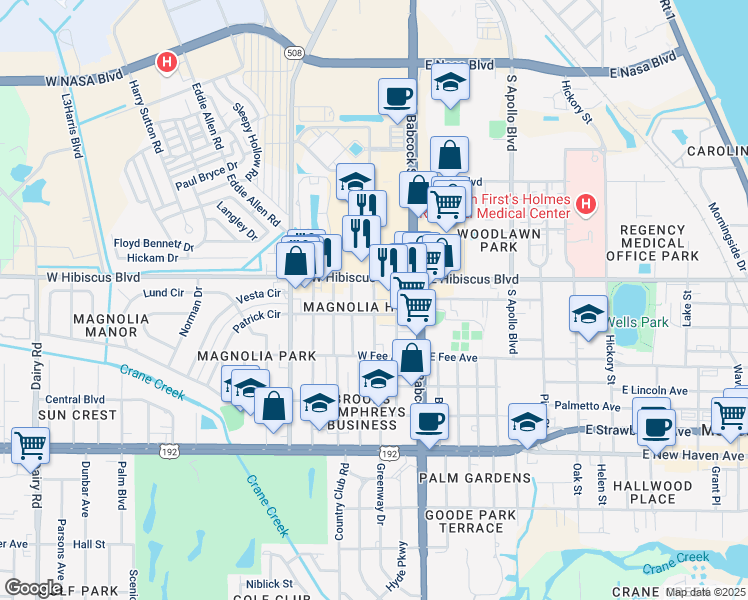 map of restaurants, bars, coffee shops, grocery stores, and more near 1511 Mitchell Street in Melbourne