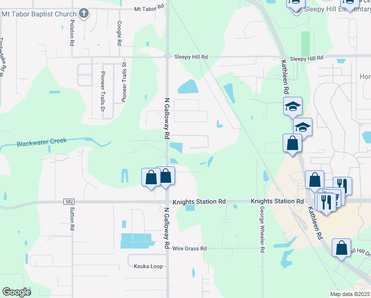 map of restaurants, bars, coffee shops, grocery stores, and more near 2805 Blackwater Creek Drive in Lakeland