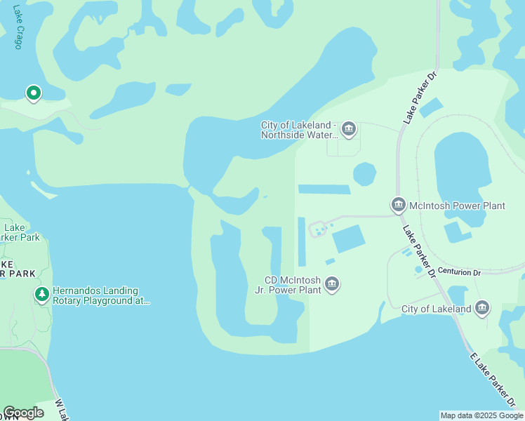 map of restaurants, bars, coffee shops, grocery stores, and more near Lake Parker Drive in Lakeland