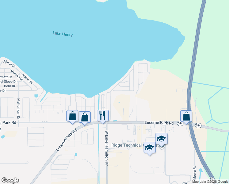 map of restaurants, bars, coffee shops, grocery stores, and more near 204 Lakeside Ranch Circle in Winter Haven